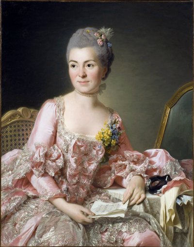 Portræt af Marie Suzanne (Marie-Suzanne) Giroust, Madame Roslin (1734-1772) Maleri af Roslin, Alexander (Alexandre) (1718-1793) af Alexander Roslin