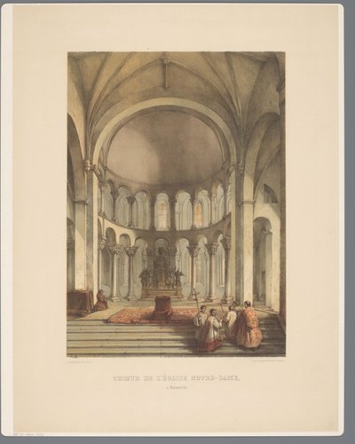Interiør fra Onze-Lieve-Vrouwe-Basiliek te Maastricht Kor fra Notre-Dame kirken i Maestricht (titel på objekt) Gamle arkitekturmonumenter fra det ellevte århundrede til det trettende århundrede i Limburg (serietitel) af Alexander Schaepkens