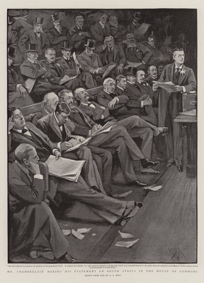 Chamberlain afgiver sin udtalelse om Sydafrika i Underhuset af Alexander Stuart Boyd