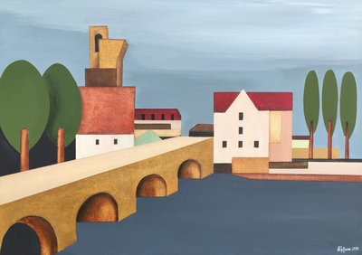 Geometrisk by ved floden af Alexander Trifonov