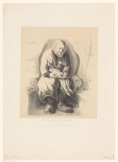 Portræt af Thomas Peters Thomas Peters. Gammel 112 år (titel på objekt) af Alexander Ver Huell