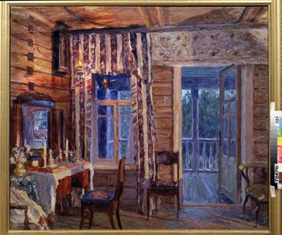 Interiør med ikonlampe. Maleri af Alexander Viktorovich Moravov (Alexander Victor) (1878-1951), olie på lærred af Alexander Viktorovich Moravov