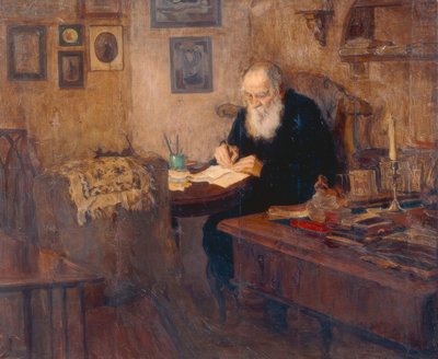 Portræt af forfatteren Leo N. Tolstoy af Alexander Viktorowitsch Morawow