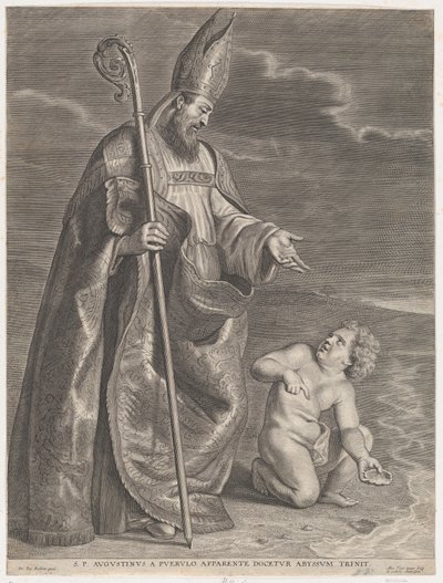 Saint Augustine, viser sig for et barn på en strand, ca. 1662-95., ca. 1662-95. af Alexander Voet