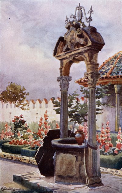 I en Andalusiens have (farve litho) af Alexander Wallace Rimington
