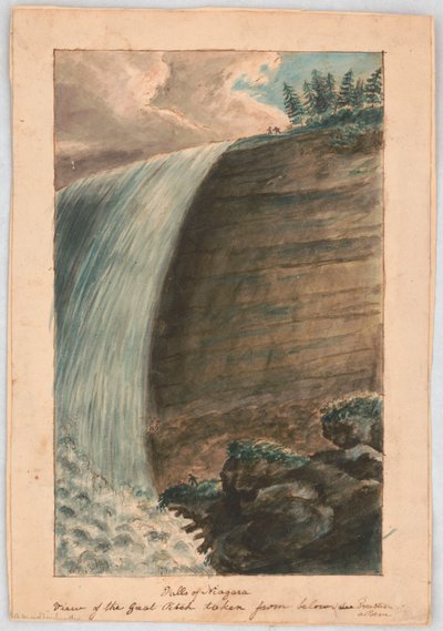 Niagaras vandfald. Udsigt over det store vandfald taget nedefra, se Foresters, a poem LCCN2016648705 af Alexander Wilson