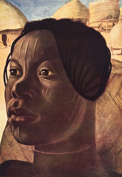 Aoua, Banda-kvinde (Ialinga), fra Drawings and Paintings of Africa, henrettet under Citroen Centre Afrique-ekspeditionen, anden Haardt Audouin-Dubreuil-mission, pub. Paris, 1927 af Alexander Yakovlev