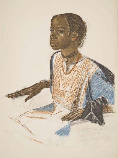 Fillette Bornou (Fort Lamy), fra Drawings and Paintings of Africa, henrettet under Citroen Centre Afrique-ekspeditionen, anden Haardt Audouin-Dubreuil-mission, pub. Paris, 1927 af Alexander Yakovlev