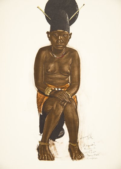 Napudre, hustru til Tuba (Niangara) Haut Ouelle, fra Drawings and Paintings of Africa, henrettet under Citroen Center Africa-ekspeditionen, anden Haardt Audouin-Dubreuil-mission, pub. Paris, 1927 ( af Alexander Yakovlev