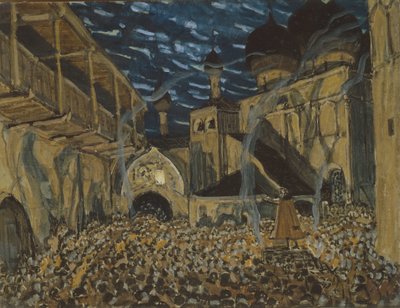 Scenografi til operaen Pskov Jomfruen af ​​N. Rimsky-Korsakov, ca. af Alexander Yakovlevich Golovin
