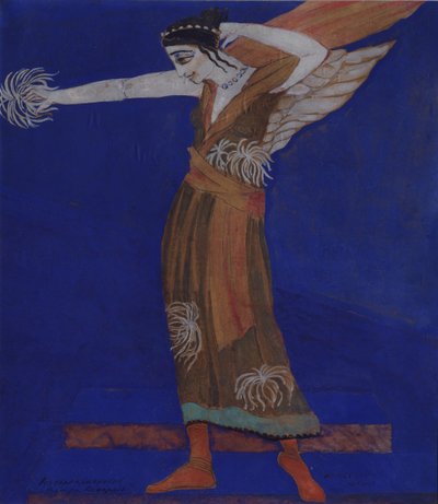 Kostumedesign til skuespillet Famira-kifared af I. Annensky, 1916 af Alexandra Alexandrowna Exter
