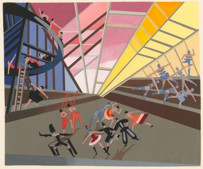 Naturskønt design fra porteføljen Décors de Théâtre, 1930. af Alexandra Alexandrowna Exter