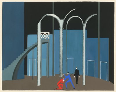 Naturskønt design fra porteføljen Décors de Théâtre, 1930. af Alexandra Alexandrowna Exter