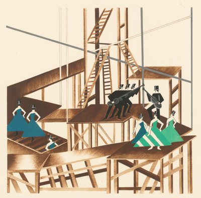 Scenisk design fra porteføljen Décors de Théâtre, 1930. af Alexandra Alexandrowna Exter
