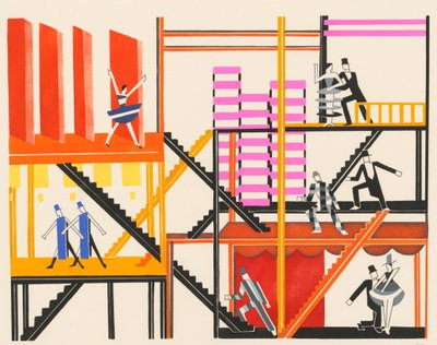 Naturskønt design fra porteføljen Décors de Théâtre, 1930. af Alexandra Alexandrowna Exter