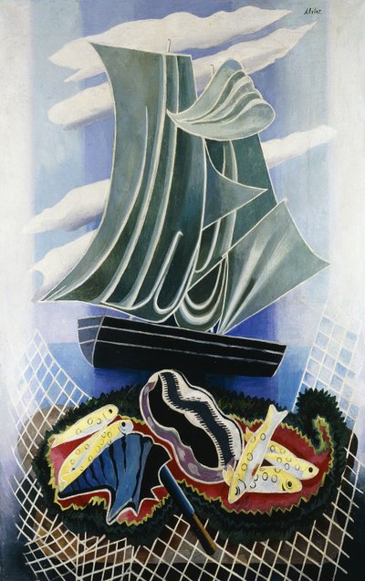 Båden; Le Bateau, ca. 1936 (olie på lærred) af Alexandra Alexandrowna Exter