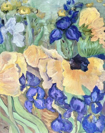 Farverig blomsterhave af Alexandra Higgins