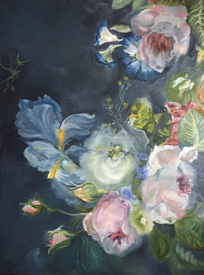 Mørk blomsterbuket af Alexandra Higgins