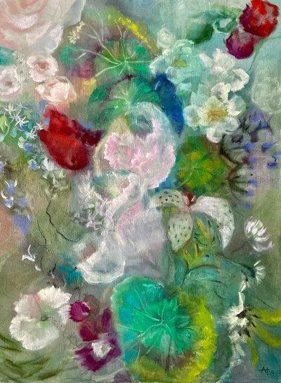 Farverige blomster i haven af Alexandra Higgins