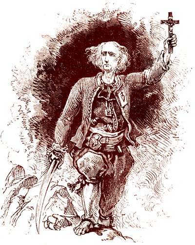 En Chouan præst. Royalistisk opstand i Bretagne. Slutningen af det 19. århundrede (gravering) af Alexandre (1850 1888) Ferdinandus