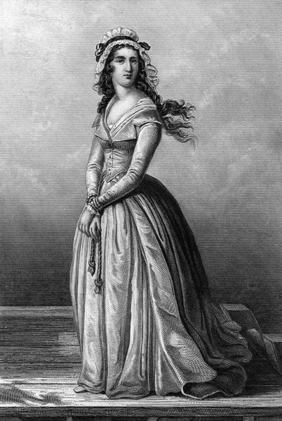 Charlotte Corday (1768-1793) Girondist under den franske revolution, hun myrdede Jean Paul Marat den 13. juli af Alexandre (after) Lacauchie