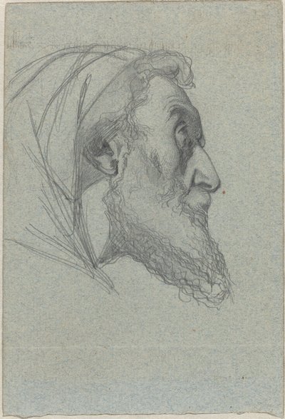 Skægget mand i profil (recto) / Kvinde ser op (verso) af Alexandre Bida