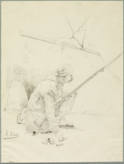 Såret soldat læsser sin riffel af Alexandre Bloch