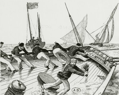 Sejlløb: Le turn du Bateau-Buoée - tegning af A. Brun, Bibl. af Arts deco. af Alexandre Brun