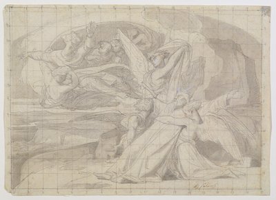 Studie til The Death of Moses, 1851 (pen og blæk, vask, blyant og gouache på papir) (se 225068) af Alexandre Cabanel