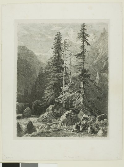 Alpint landskab af Alexandre Calame