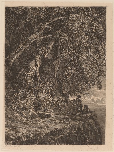 Par hviler på en klippe af Alexandre Calame