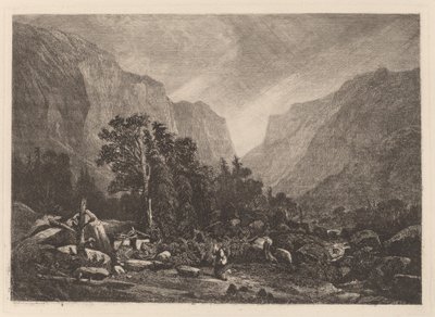 Par ved et ødelagt hus af Alexandre Calame