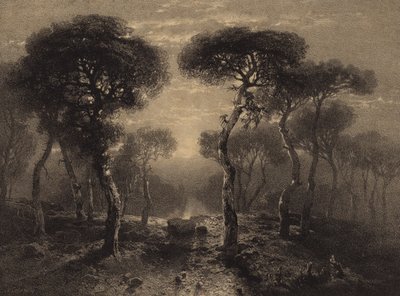 Landskab med træer af Alexandre Calame