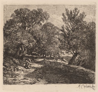 Mand hviler ved en stenmur af Alexandre Calame