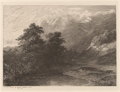 Bjerg ved søen af Alexandre Calame