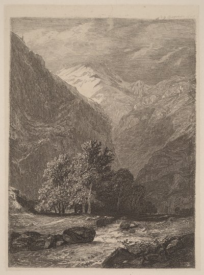 Bjergbæk af Alexandre Calame
