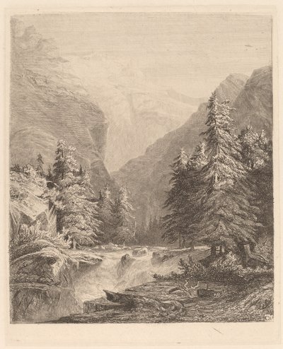 Bjerg vandfald af Alexandre Calame