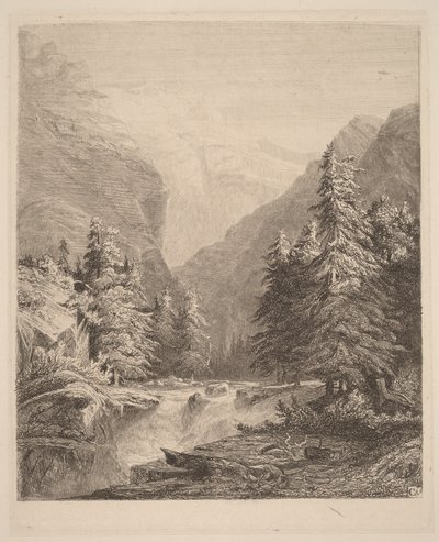 Bjergvandfald af Alexandre Calame