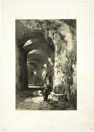 Ruin af et amfiteater ved Pouzzoles (Kongeriget Napoli), plade 9 fra Oeuvres de A. Calame af Alexandre Calame