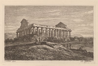 Ruiner ved Paestum af Alexandre Calame