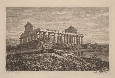 Ruiner ved Paestum af Alexandre Calame