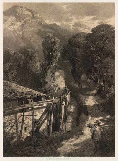 The Simplon Road, Meillerie, Frankrig. af Alexandre Calame