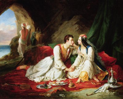 Byron som Don Juan, med Haidee, 1831 af Alexandre Colin