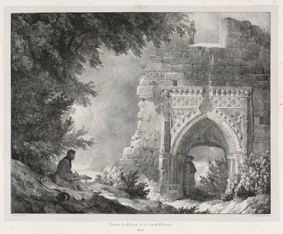 Maleriske og romantiske rejser i det gamle Frankrig: Ruinerne af den hvide dronnings palads, 1824. af Alexandre Evariste Fragonard