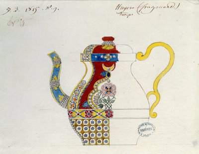 tyrkiske Theiere. Tegning af Alexandre Evariste Fragonard (1780-1850). Sevres, Porcelænsfremstilling af Alexandre Evariste Fragonard