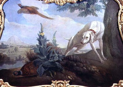Hund med vildt i et landskab af Alexandre F. (school of) Desportes