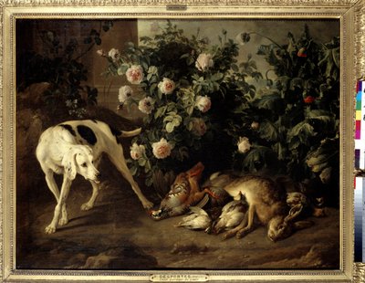 Hundeholdervildt nær en busk af roser Maleri af Francois Desportes (1661-1743) 1724 Søn. 1,07x1,38 m Paris, Musée du Louvre. af Alexandre Francois Desportes