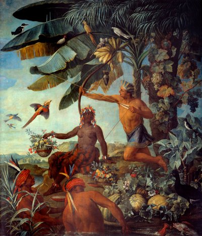 Indiske fiskere og jægere Maleri af Francois Desportes (1661-1743) 1700-tallet søn. 1,73x3,43 m Marseille, musee des Beaux Arts - Den indiske jæger og fisker. Maleri af Francois Desportes (1661-1743) af Alexandre Francois Desportes