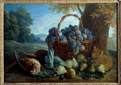 Plums, figs and beaks Painting by Francois Desportesdani af Alexandre Francois Desportes