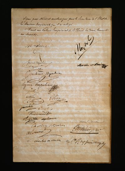 Sidste side af vielsesattesten mellem Marie Louise af Østrig eller Maria Luigia af Parma (1791-1847) og Napoleon Bonaparte (1769-1821) af Nicolas Toussaint Charlet